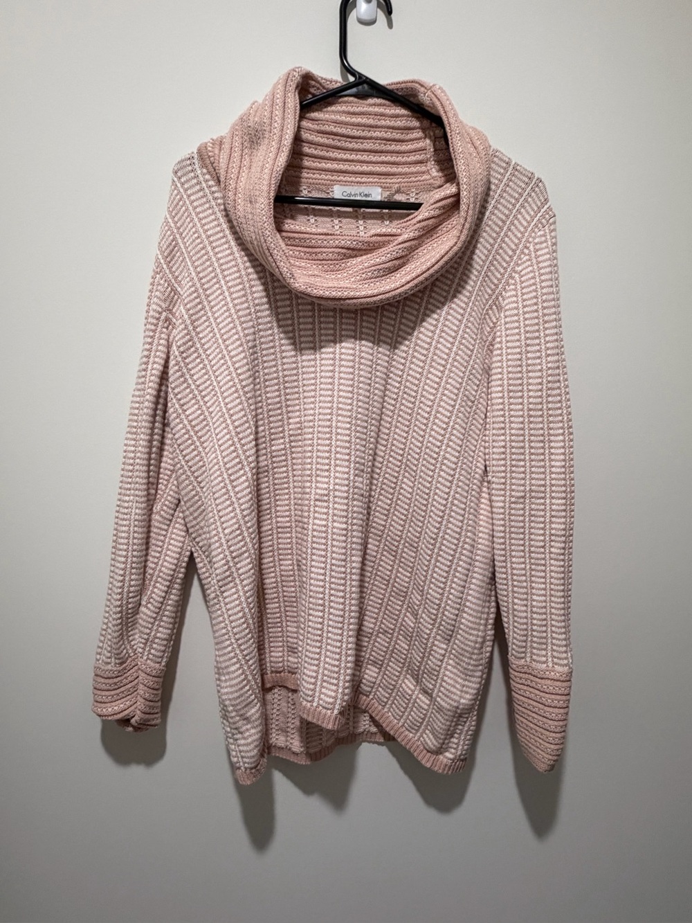 Calvin Klein Blush Ribbed Cowl Neck Sweater